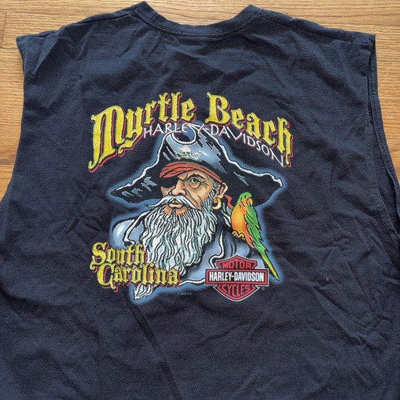 Harley-Davidson Other - Vintage Harley Davidson Muscle T Shirt‎ Size Myrtle Beach Pirate Parrot 2XL Y2K